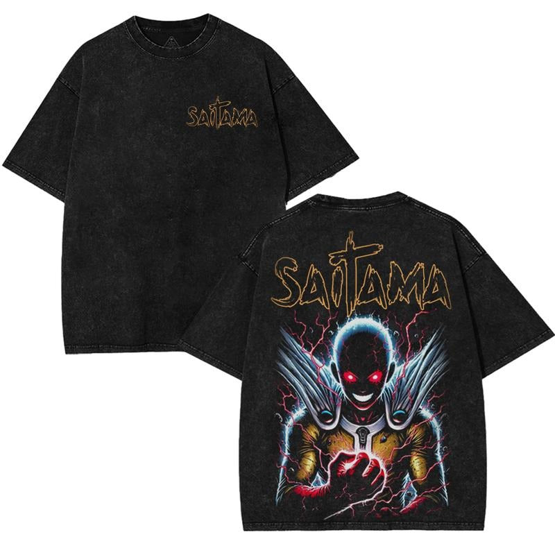 Anime Gift One Punch Man Saitama Tee | 100% Cotton Oversized Graphic T-Shirt | Cool Japanese Manga Streetwear | Perfect...