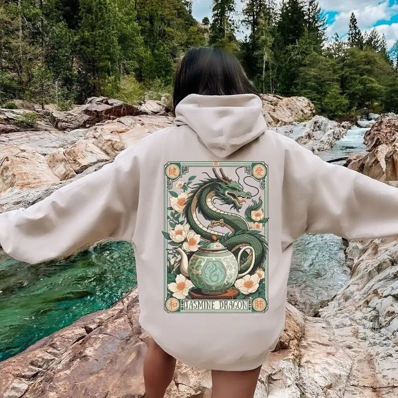 Anime Hoodie Dragon Tea Shop Anime Girl Shirt Gift for Him Anime Streetwear Tarot Card Hoodie Japanese Anime Fan Art...
