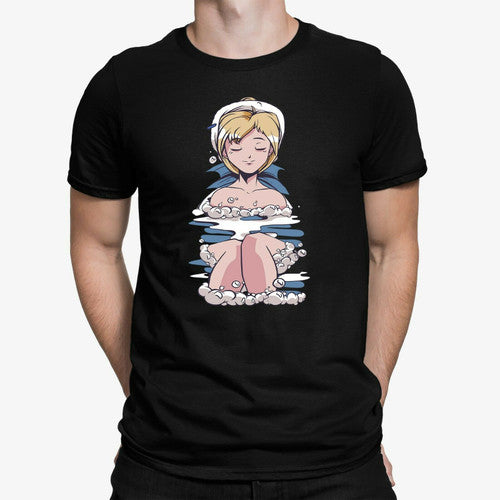 Anime Girl Bath Man's T-Shirt Tee
