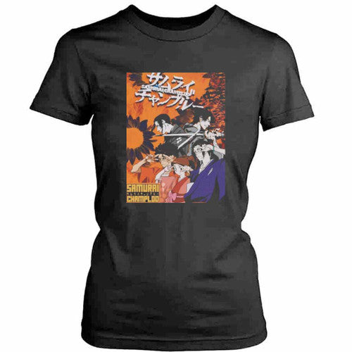 Anime Vintage Sunflower Samurai Womens T-Shirt Tee