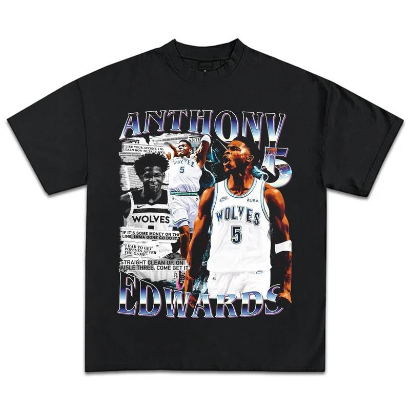 Anth0ny Edwardds T-Shirt 90s Vintage Inspirational Basketball Graphic Tee Shirt for Men Women Hoodie, Sweatshirt