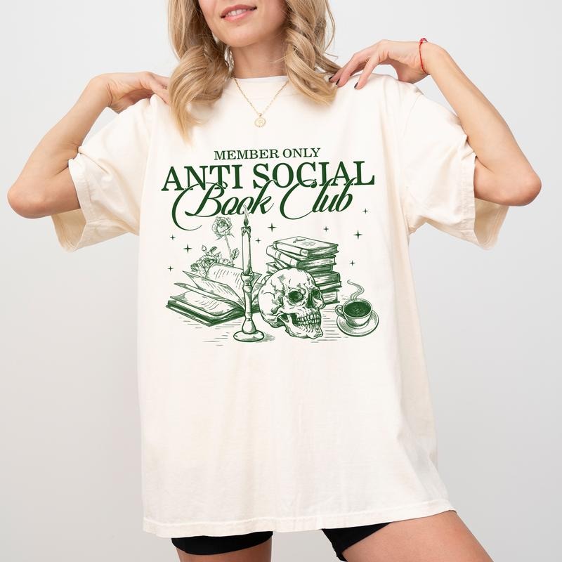 Anti Society Book Club Comfort Colors Shirt, Introvert Bookish Graphic Tee, Bookworm T-shirt, Bookish Unisex Clothing,...
