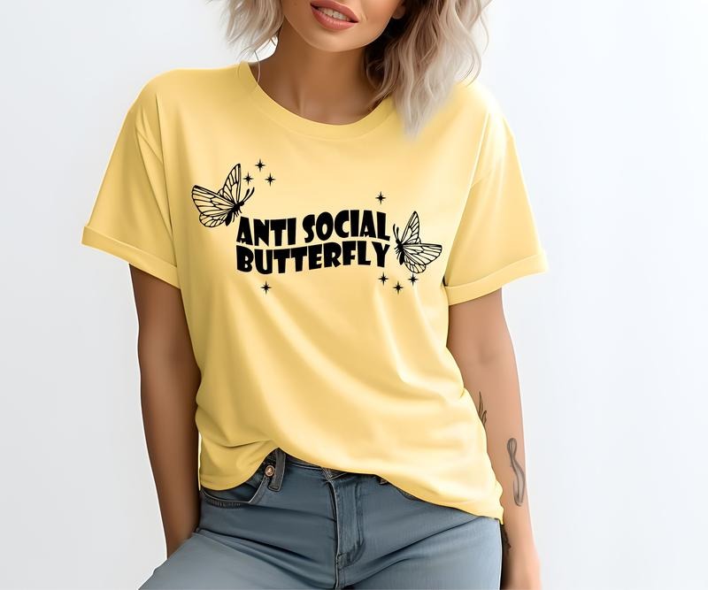 Antisocial Butterfly Comfort colors Tee shirt Hoodie, Sweatshirt | HypeCrazeTee.com
