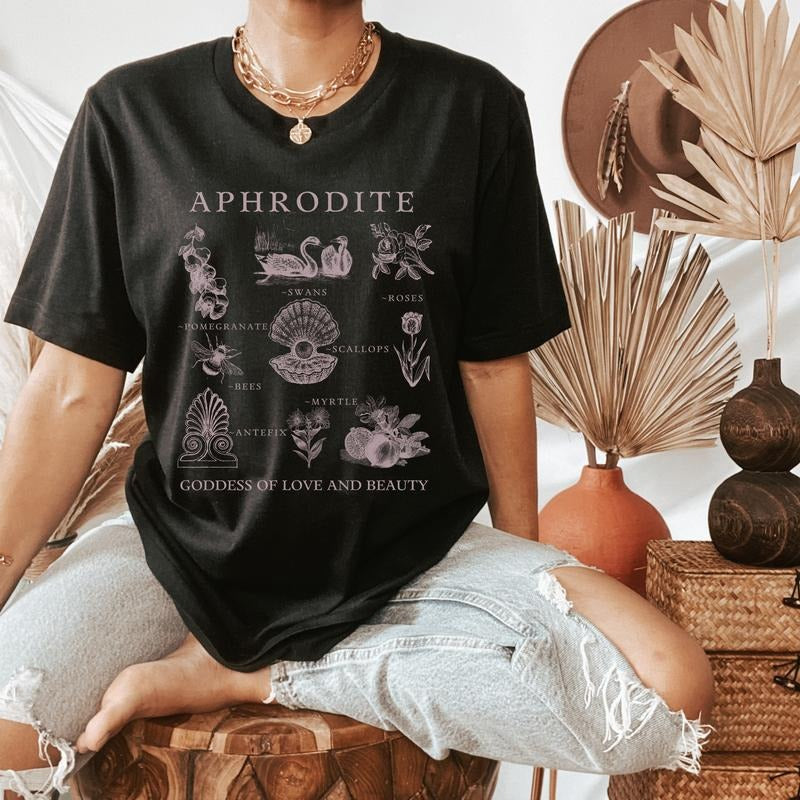 Aphrodite Shirt Goddess Of Love Cottagecore Shirt Mythology Shirt Cottage Core Shirt Greek Mythology Greek Goddess Light...