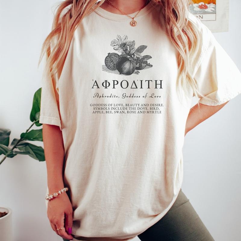 Aphrodite T-Shirt Goddess Of Love Mythology Shirt Mystical Shirt Greek Goddess Light Academia Shirt Cottagecore Shirt...
