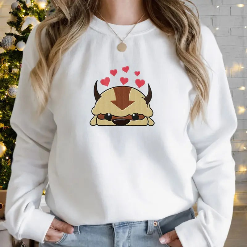 Appa Avatar Embroidered Sweatshirt, Avatar Movie Embroidered T-shirt, Appa Lover Embroidered Tee Hoodie | HypeCrazeTee.com