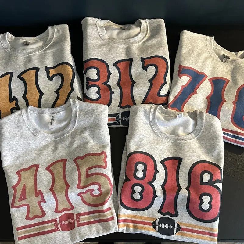 Area Code Football Sweatshirt T-Shirts, Hoodie | HypeCrazeTee.com
