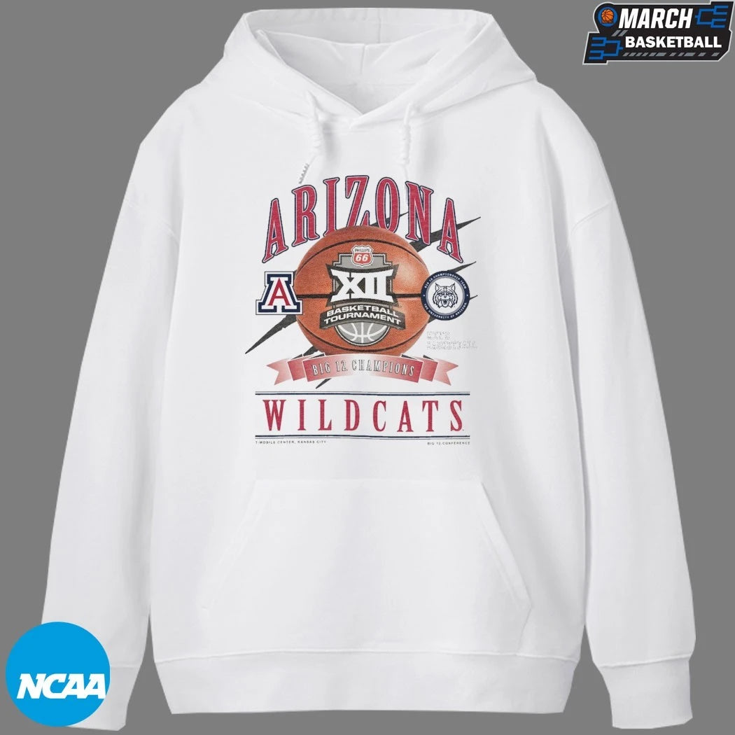 Arizona Wildcats 2026 Big 12 Men’s Basketball Tournament Champions Locker Room New Era T-Shirts