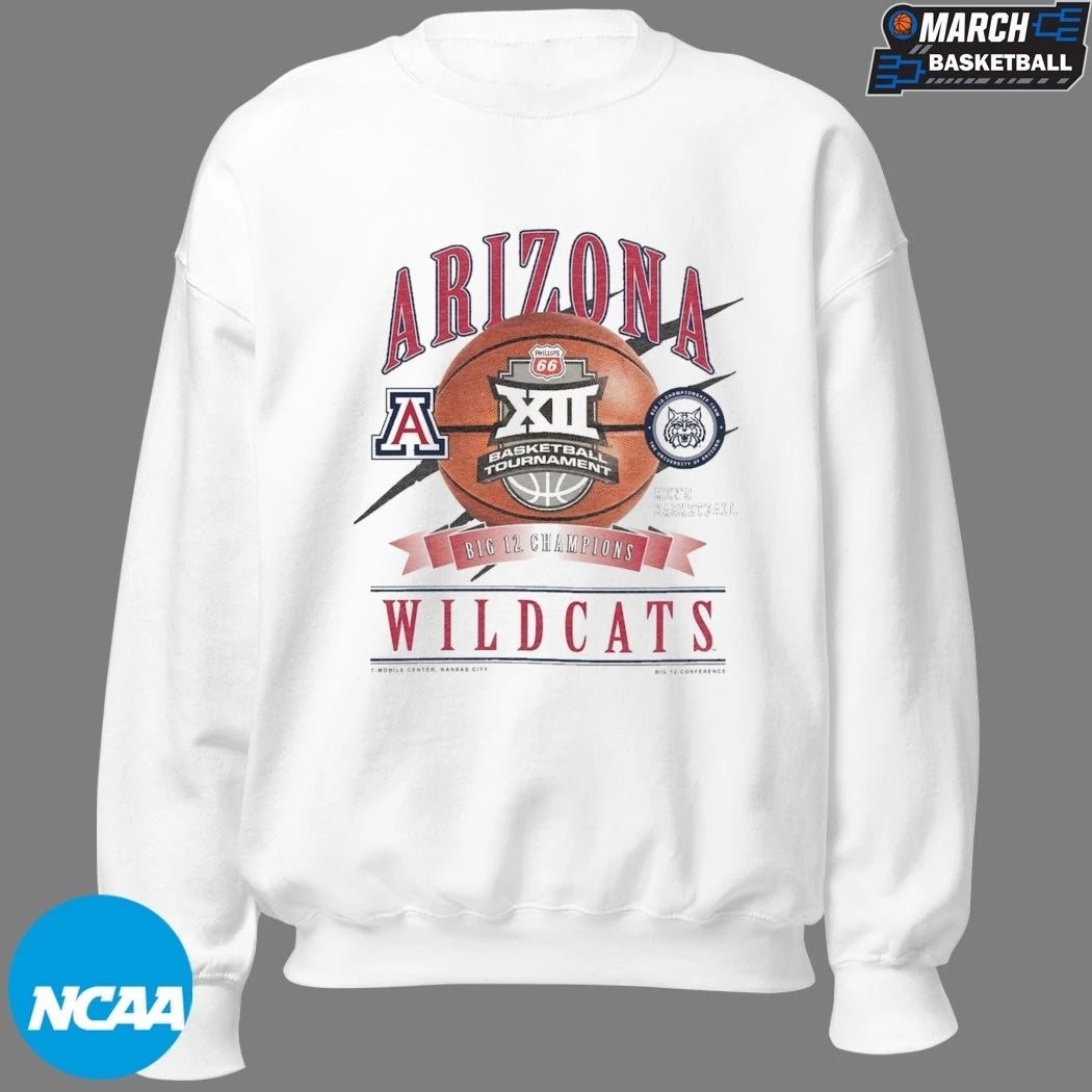 Arizona Wildcats 2026 Big 12 Men’s Basketball Tournament Champions Locker Room New Era T-Shirts