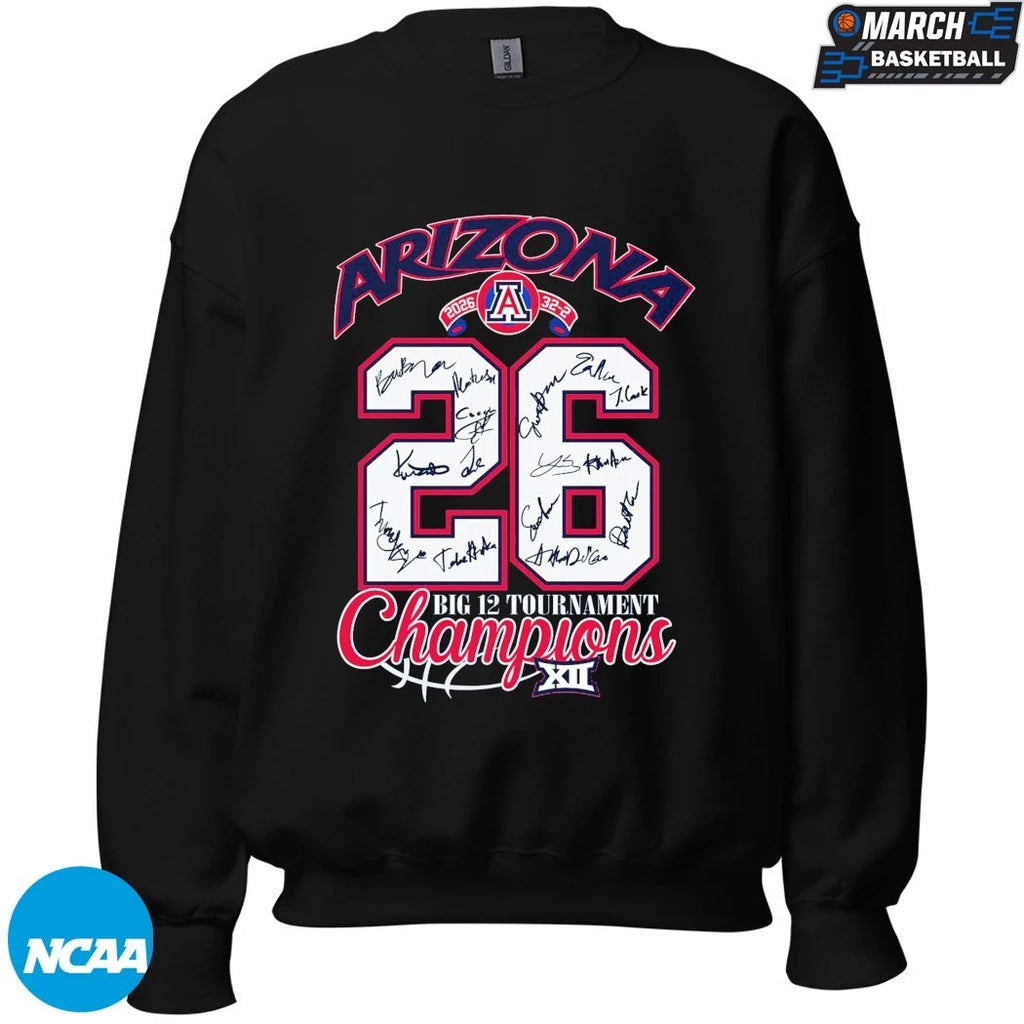 Arizona Wildcats Big 12 Conference Tournament Champions 2026 32-2 Signatures T-shirts