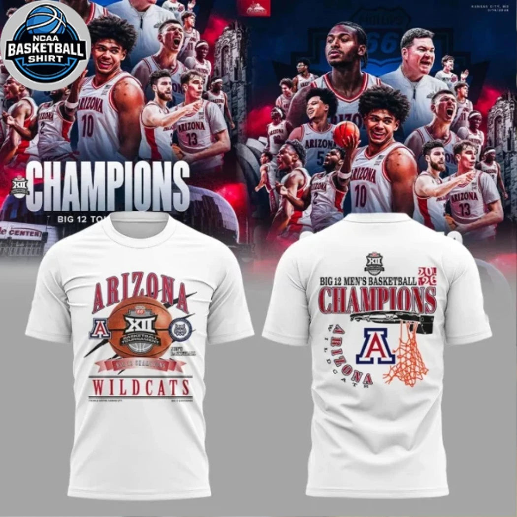 Arizona Wildcats Big 12 Men’s Basketball Tournament Championship 2026 For Fan Shirt