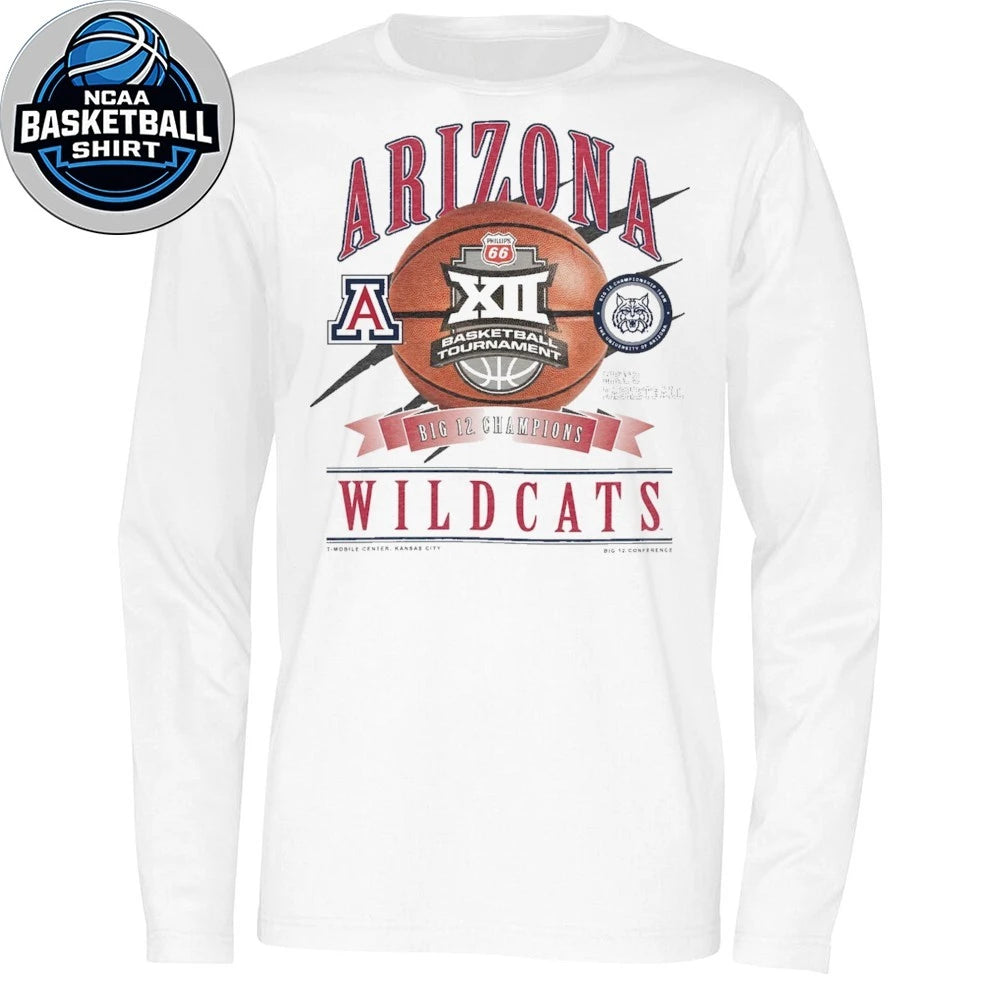 Arizona Wildcats New Era 2026 Big 12 Men’s Basketball Tournament Champions Locker Room Shirt