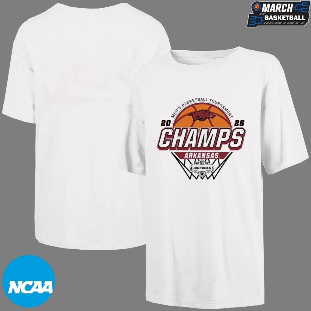 Arkansas Razorbacks 2026 SEC Men’s Basketball Tournament Champions T-shirts