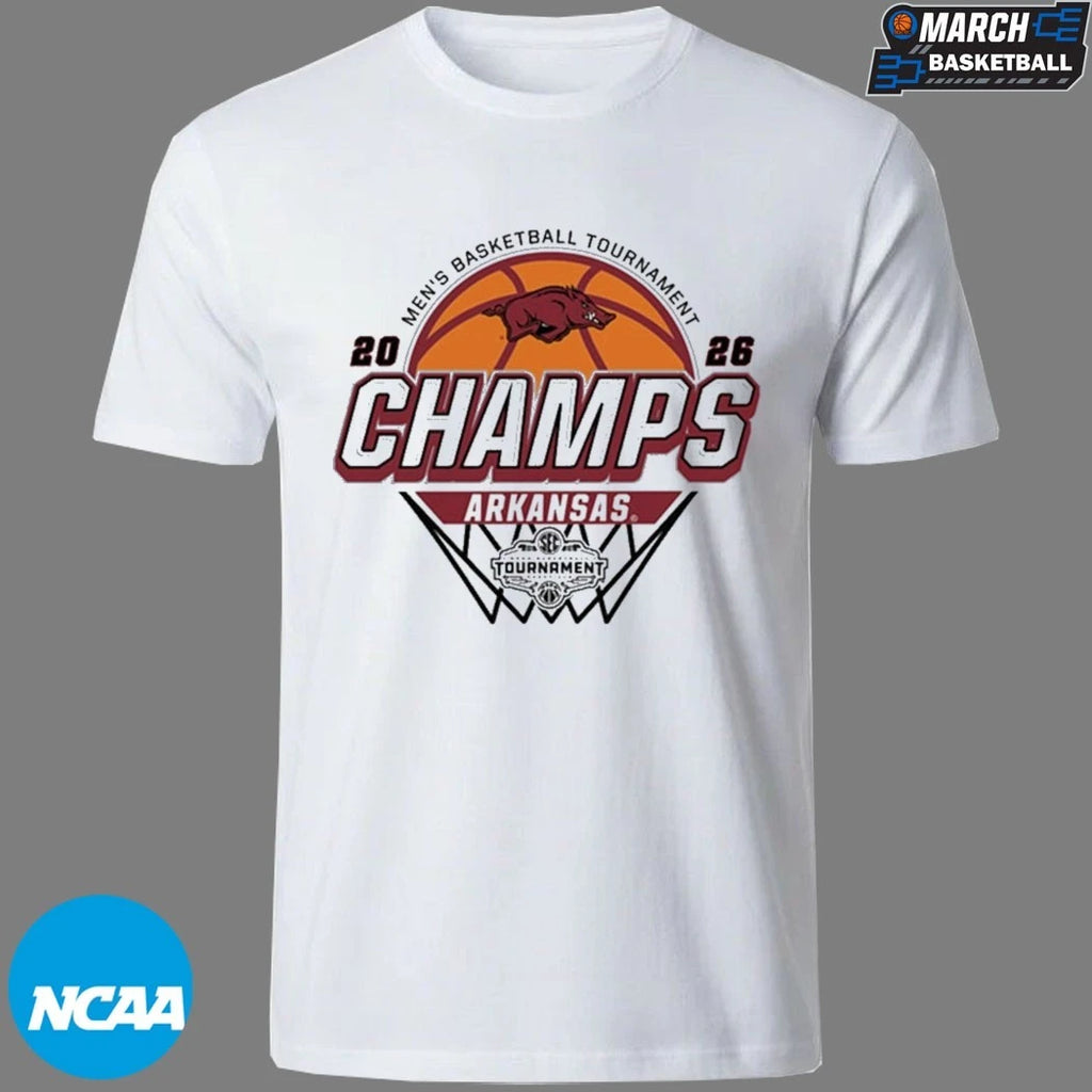 Arkansas Razorbacks 2026 SEC Men’s Basketball Tournament Champions T-shirts