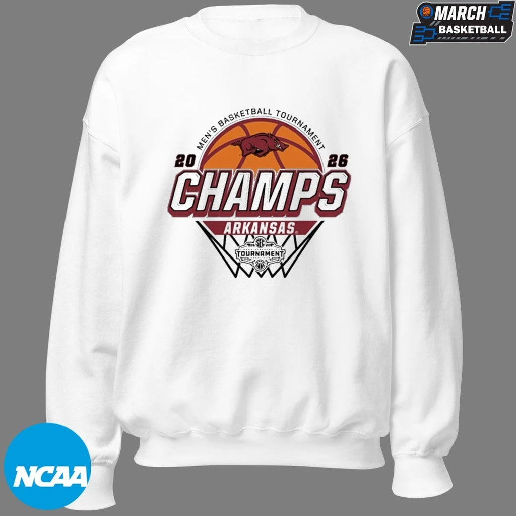 Arkansas Razorbacks 2026 SEC Men’s Basketball Tournament Champions T-shirts