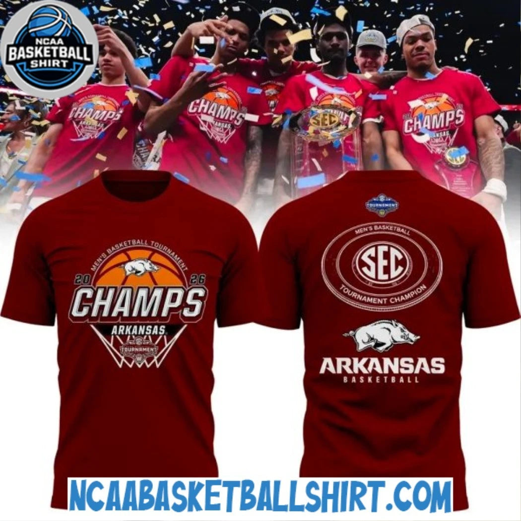 Arkansas Razorbacks Men’s Basketball 2026 SEC Tournament Champions Locker Room T-Shirt