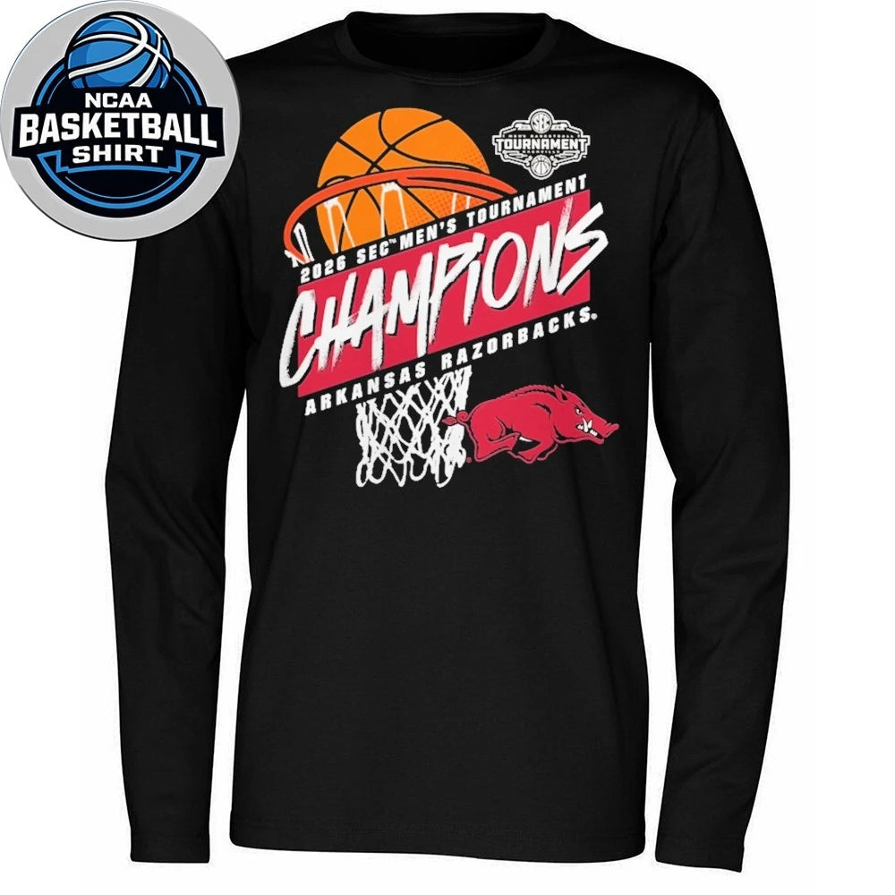 Arkansas Razorbacks Women’s 2026 SEC Men’s Basketball Tournament Champions Logo T-Shirt