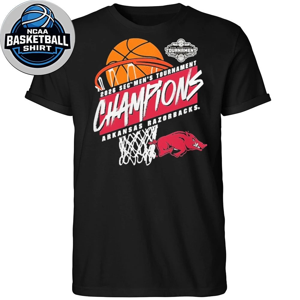 Arkansas Razorbacks Women’s 2026 SEC Men’s Basketball Tournament Champions Logo T-Shirt