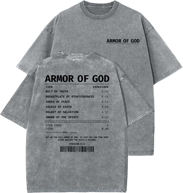 Armor Of God Unisex Washed T-Shirt, Christian t shirts, Vintage 90s Graphic Tee, Gift Top Womenswear Cotton Mineral...