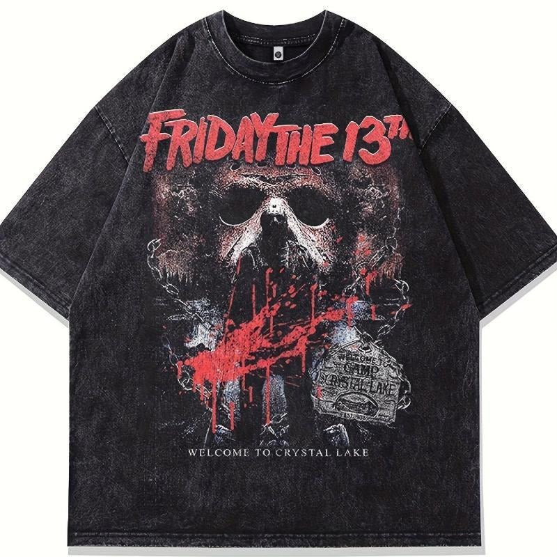 Artist's shop Ewhamerican Hip-Hop Retro Vintage Washed Vintage Skull Print Short Sleeved T-Shirt for Men And Women Loose...