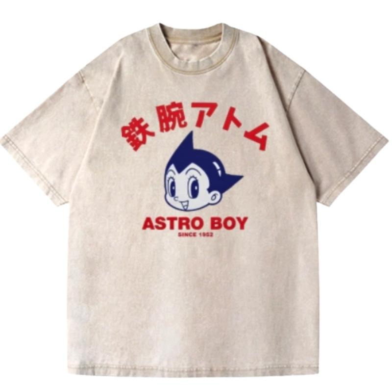 Astro Boy 1952 Anime Vintage Wash Japanese Design T-Shirt Womenswear Top Comfort Streetwear Summer Hoodie, Sweatshirt
