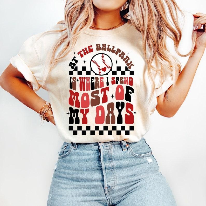 At The Ballpark, Game Day Baseball, Baseball Mama, T-shirt Hoodie, Sweatshirt | HypeCrazeTee.com