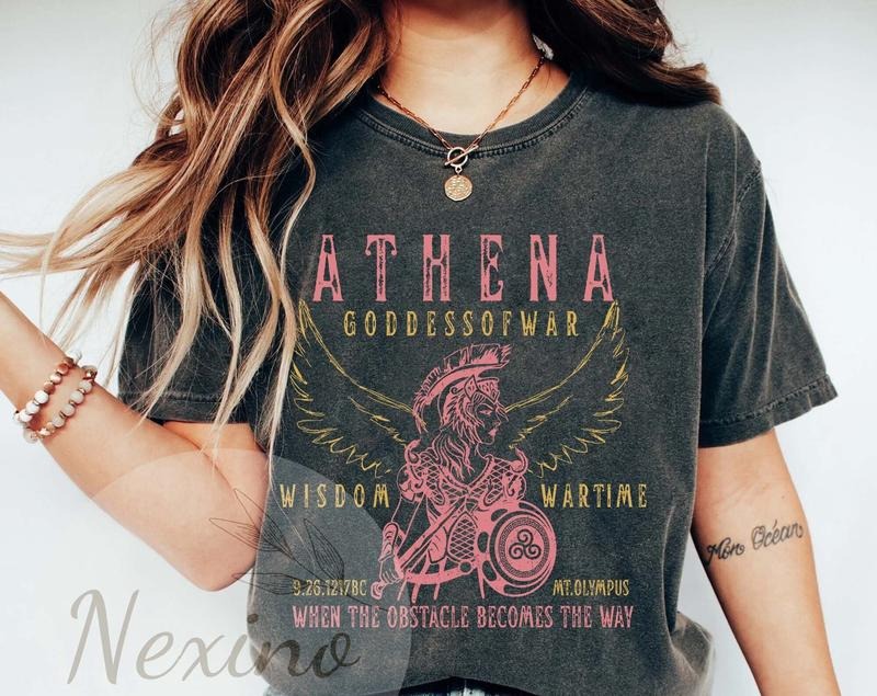 Athena Distressed Band Tee Greek Mythology T-shirt Goddess of War Women's Dark Academia Clothing Plus Size Academia...