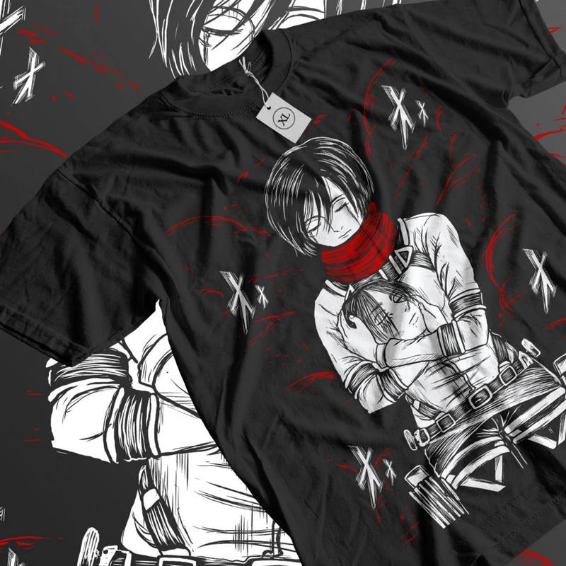 Attack On Titan Anime T-shirt & Sweatshirt, Mikasa And Eren Head Graphic Tee, Vintage Oversized Unisex Streetwear, Manga...
