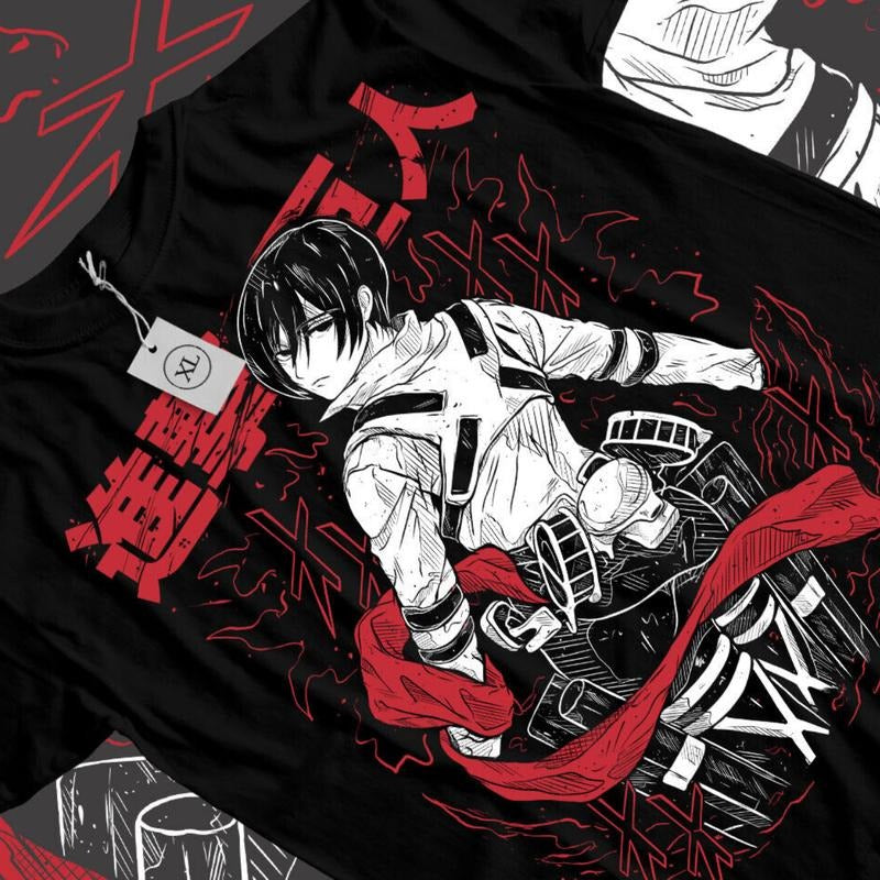Attack On Titan Anime T-shirt & Sweatshirt, Mikasa Shingeki No Kyojin Graphic Tee, Vintage Oversized Unisex Streetwear,...