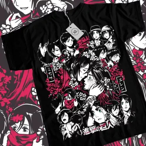 Attack On Titan Mikasa Eren and Mikasa T-Shirt Girl Anime AOT Shirt Tee All Size Hoodie, Sweatshirt | HypeCrazeTee.com