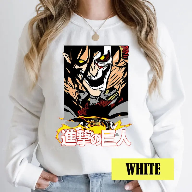 Attack on Titan Characters Tshirt Crewneck Hoodie Comfort Cotton Sweatshirt | HypeCrazeTee.com