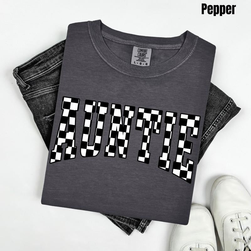 Auntie Black Checker Comfort Colors T-Shirt 'NLB' Hoodie, Sweatshirt | HypeCrazeTee.com