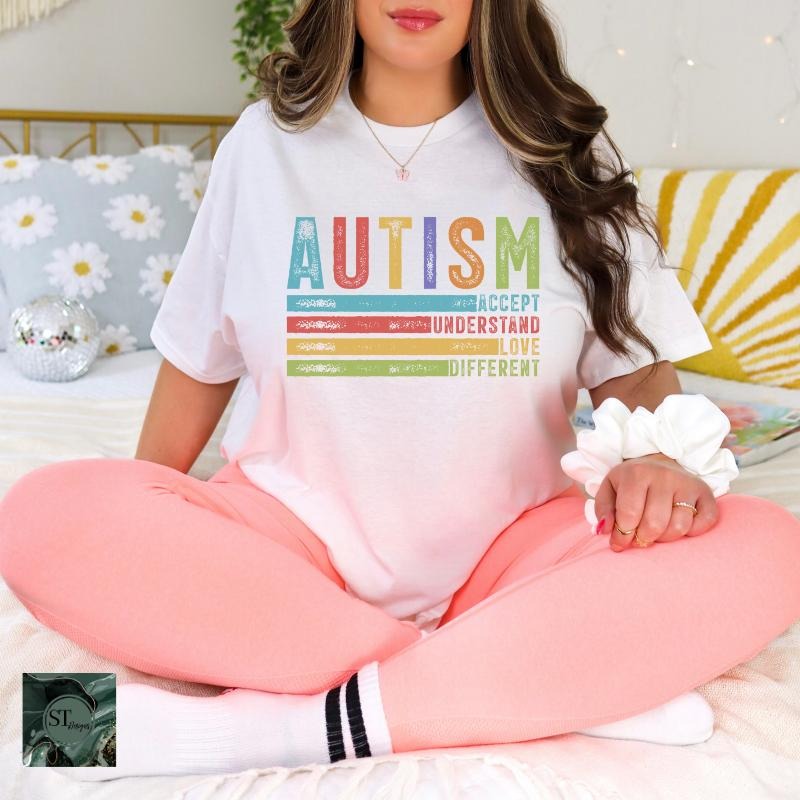 Autism Accept Understand Love Different White 100% Ring spun Cotton T-Shirt Unisex Fit Hoodie, Sweatshirt | HypeCrazeTee.com
