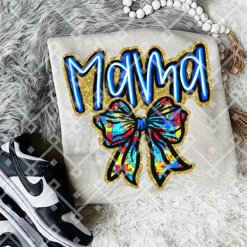 Autism Mama Bow DTF Transfer - THIS IS NOT A SHIRT Hoodie, Sweatshirt | HypeCrazeTee.com