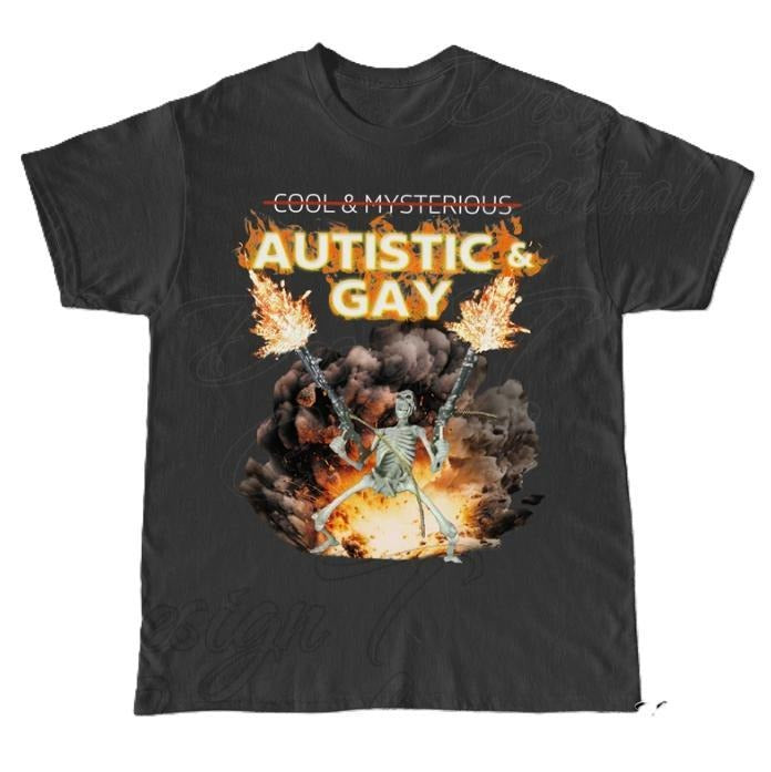 Autistic and Gay Skeleton Explosion Shirt, Unhinged Shirt, Cursed, Unhinge Shirt, Skeleton Autism Meme, Hard...