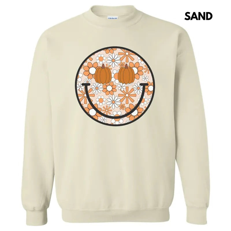 Autumn Floral Happy Face Sweatshirt 'NLB' T-Shirts, Hoodie | HypeCrazeTee.com