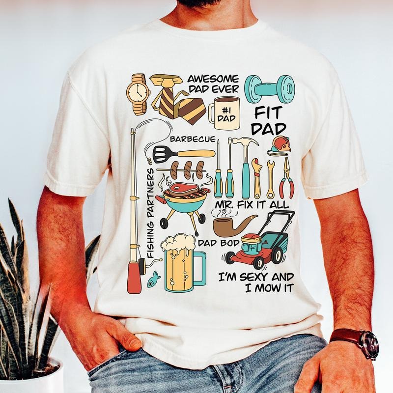 Awesome Dad Ever Shirt for Men Funny Father's Day Fit Dad Gift Unisex 100% Cotton