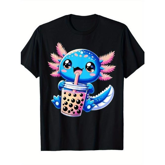 Axolotl Bubble Boba Tea Anime Cute Kawaii Blue Axolotl T-Shirt Made in USA Hoodie, Sweatshirt | HypeCrazeTee.com
