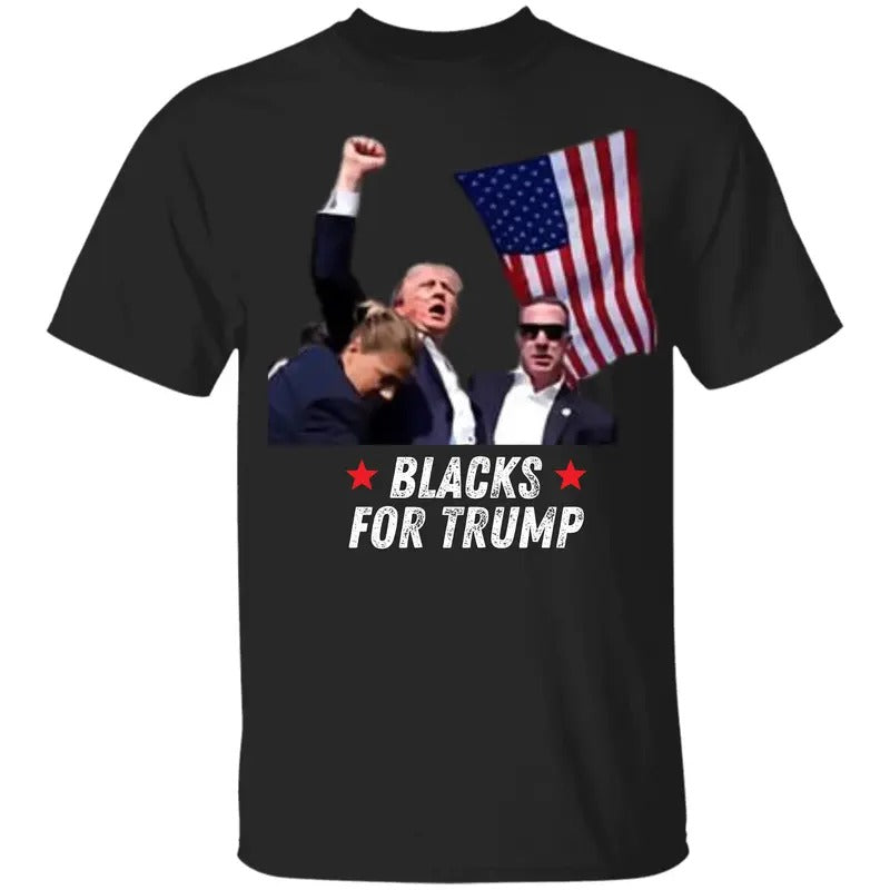 BBlacks For Trummp T-shirt, Praying for Presiident Trummp Shirt, Bloodied Trummp Fist Pumps, Trummp Shirts 2024, Front...