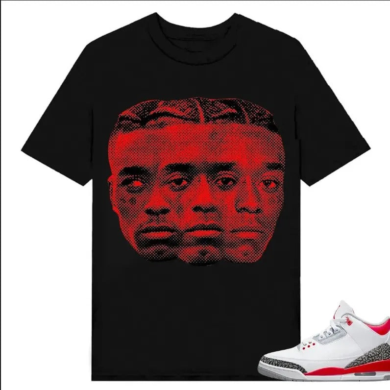 BIG Face LIL Uzii Verttttt Hip Hop Shirt Match Fire Red 3s Black Shirt Matching Sneaker T-Shirts, Hoodie, Sweatshirt