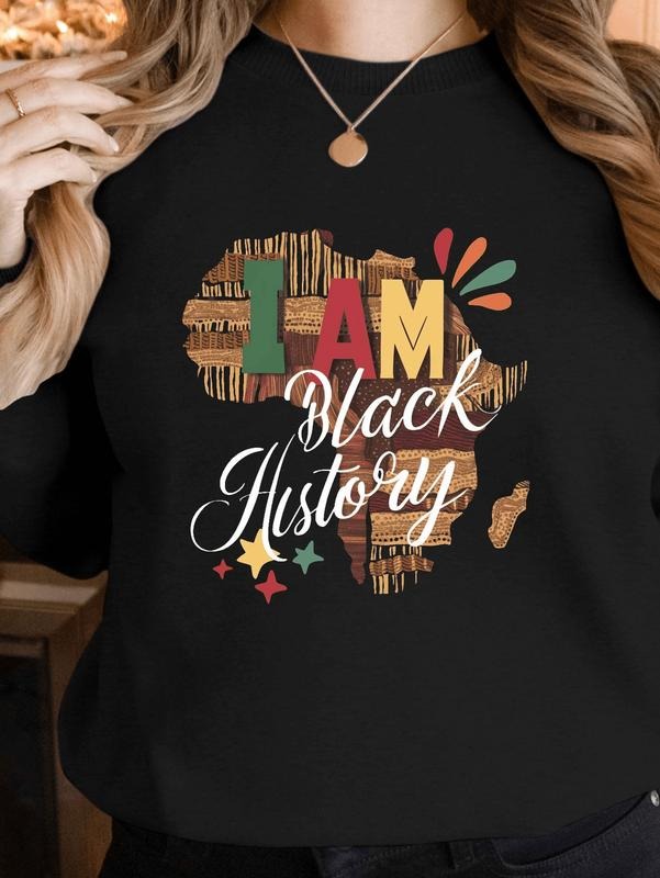 [BLACK History Graphic Sweatshirt] BLACK History Graphic Print Sweatshirt - Crew Neck Casual Sweatshirt for Fall & Spring...