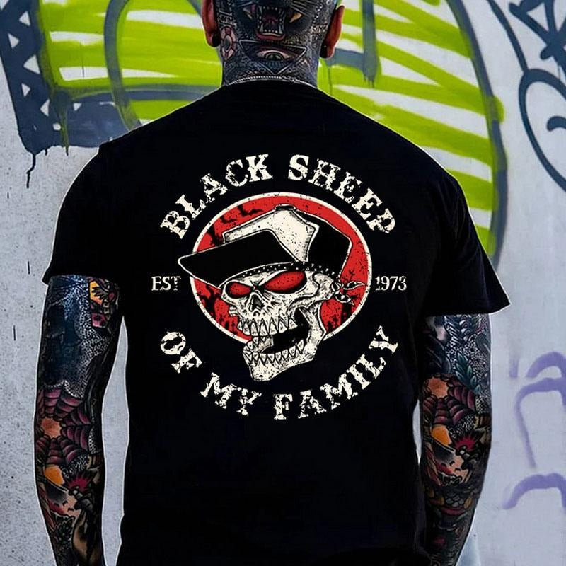 BLACK SHEEP Angry Skull Black Print 2 Side T-Shirt Hoodie, Sweatshirt | HypeCrazeTee.com