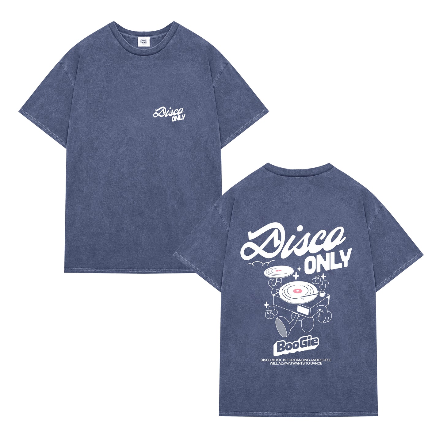 DISCO ONLY 'Time To Boogie' Vintage Washed Tee - Navy
