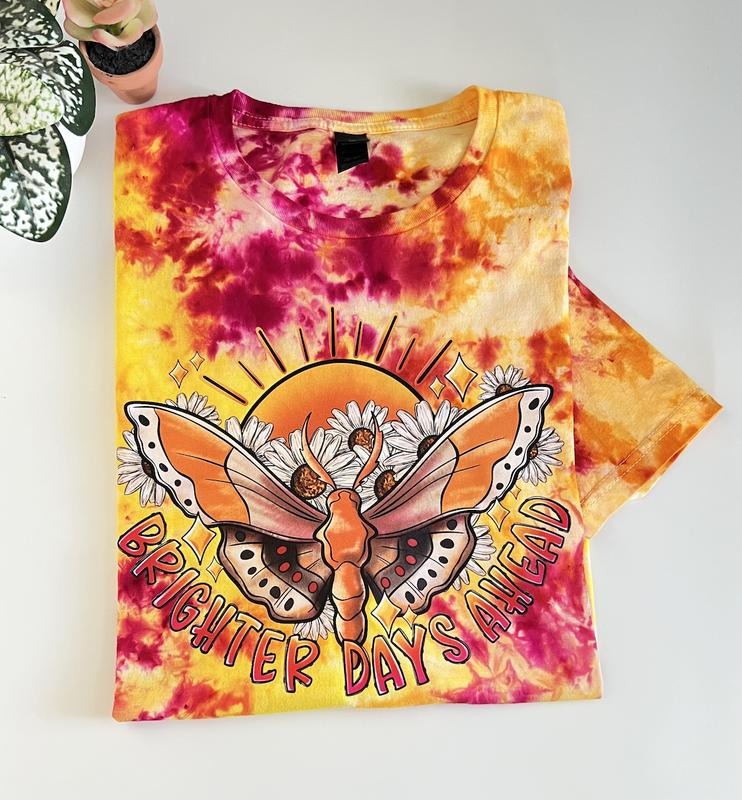 BRIGHTER DAYS AHEAD Hand Dyed Tie Dye Casual Cotton 100% Cotton True Size Summer Casual Short Sleeve Crew Neck Beach Comfort T-Shirts, Hoodie, Sweatshirt