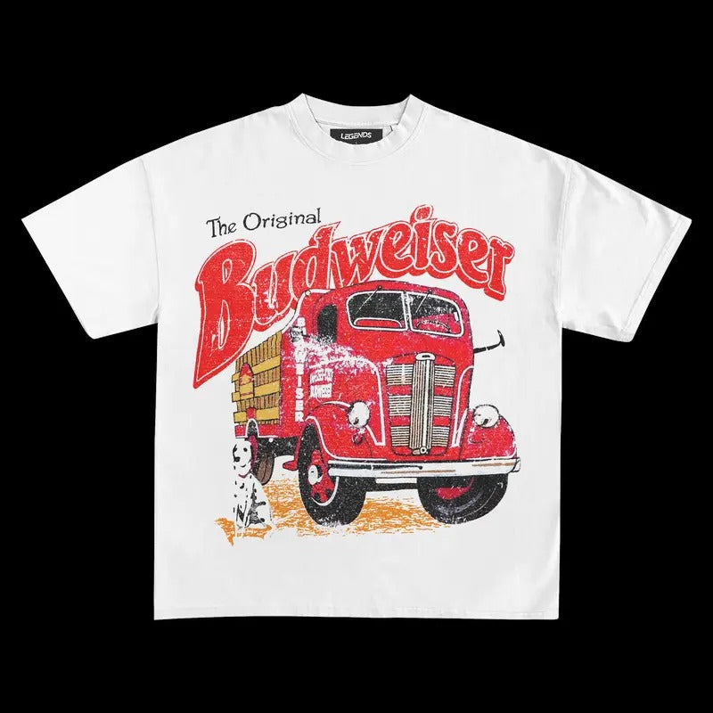 BUDWEISER FIRE TRUCK VINTAGE VINTAGE TEE | MEN'S GRAPHIC T-SHIRT SWEATSHIRT HOODIE | GIFT FOR FAN | HypeCrazeTee.com