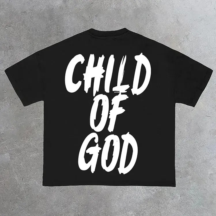 Back Printed Child Of God Short Sleeve T-Shirt - Cotton Shirt - S to 4XL