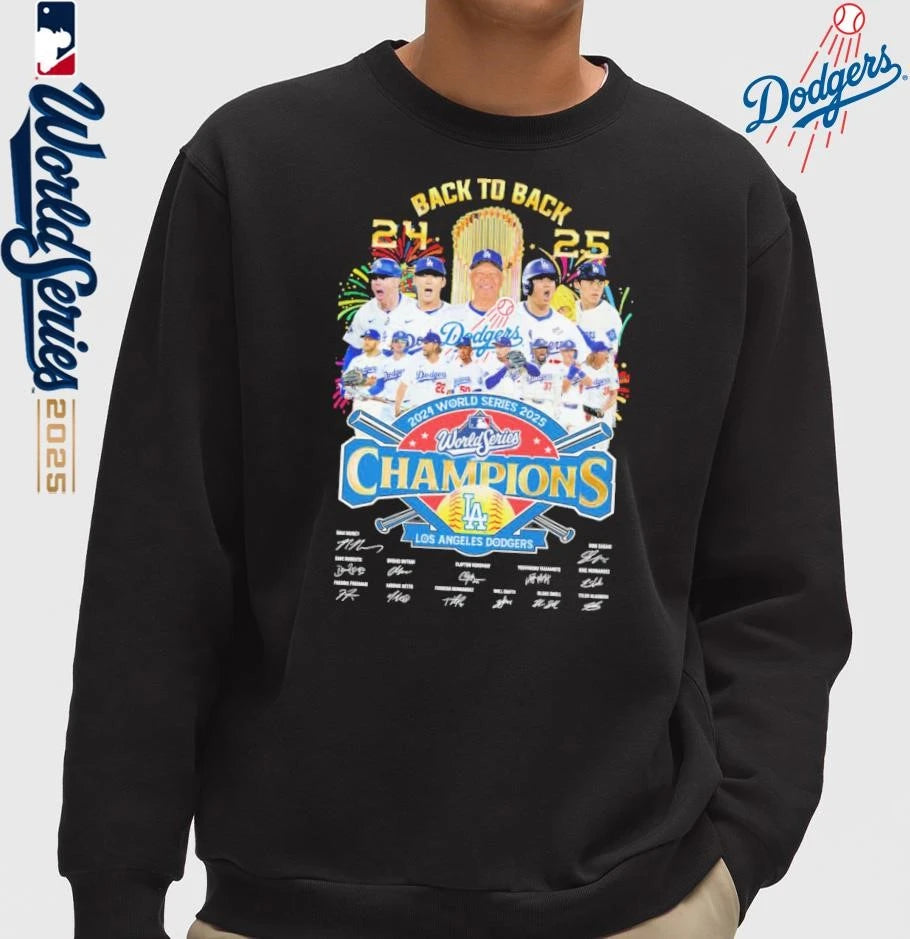 Back To Back 2024-2025 World Series Champions Los Angeles Dodgers Signatures Classic T-Shirt
