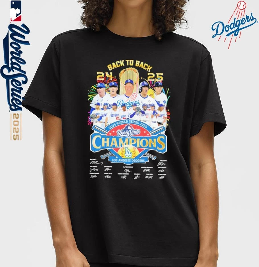 Back To Back 2024-2025 World Series Champions Los Angeles Dodgers Signatures Classic T-Shirt