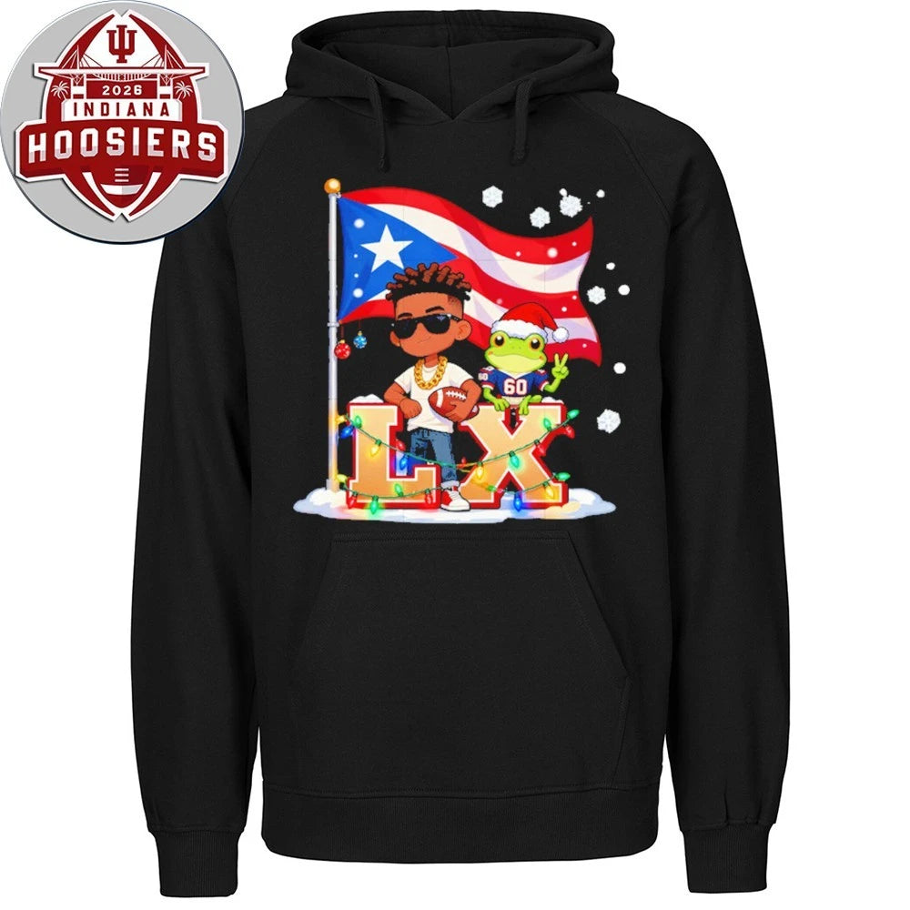 Bad bunny and frog christmas light football fan Shirt