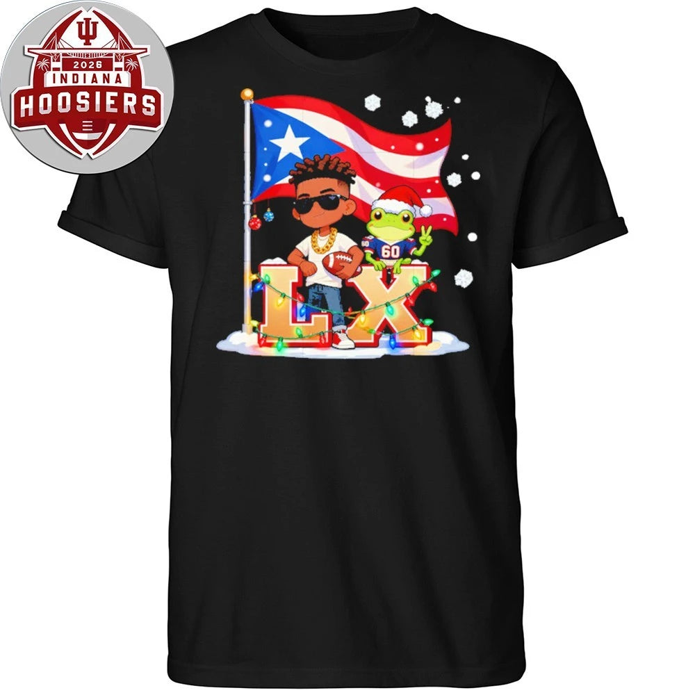 Bad bunny and frog christmas light football fan Shirt